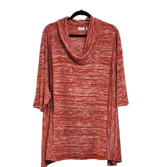 LOGO Lori Goldstein orange cowl neck short sleeve top Sz 3X - Picture 1 of 4